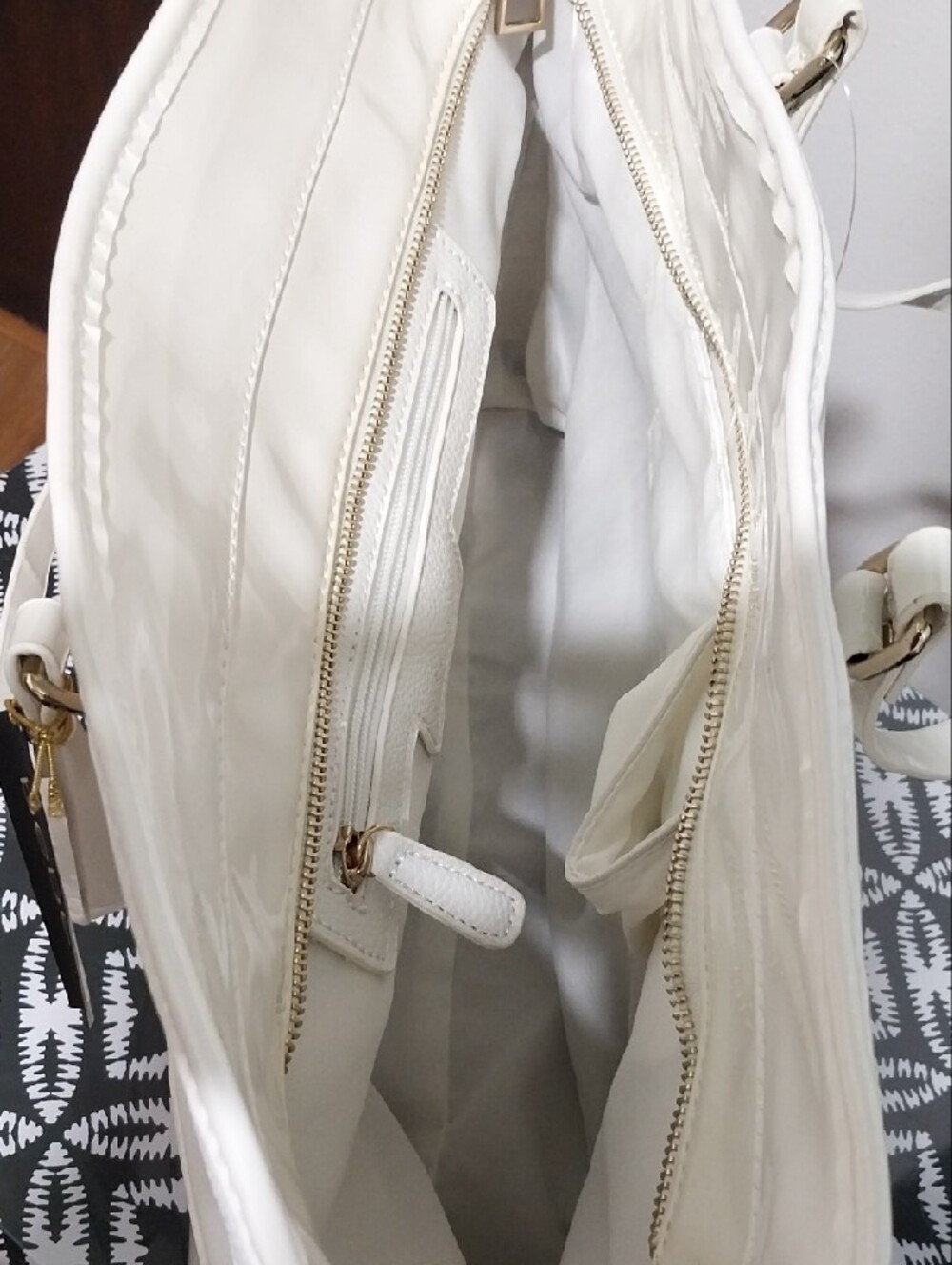 bebe Cream Logo Tote with Matching Wristlet - Picture 3 of 5